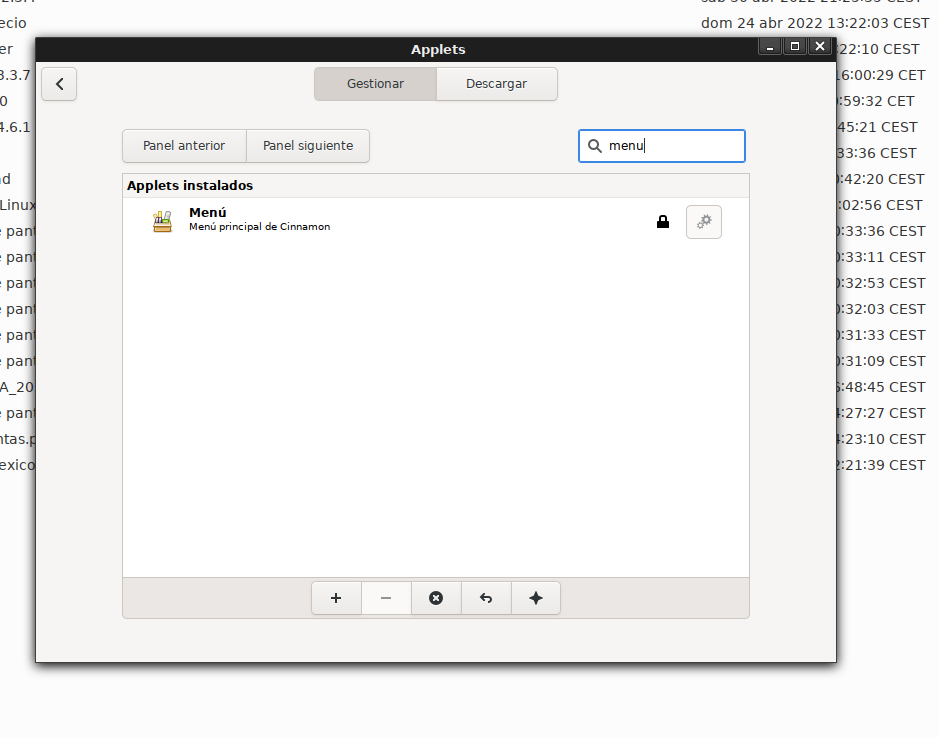 applets configuracion sistema menu