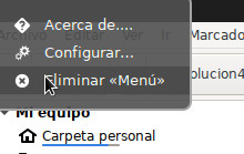 eliminar menu cinnamon