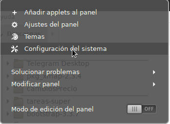 menu contextual panel