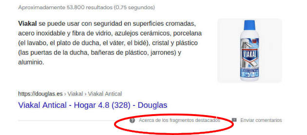 fragmento destacado google