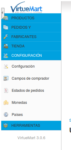 MenuVirtuemart-Configuracion