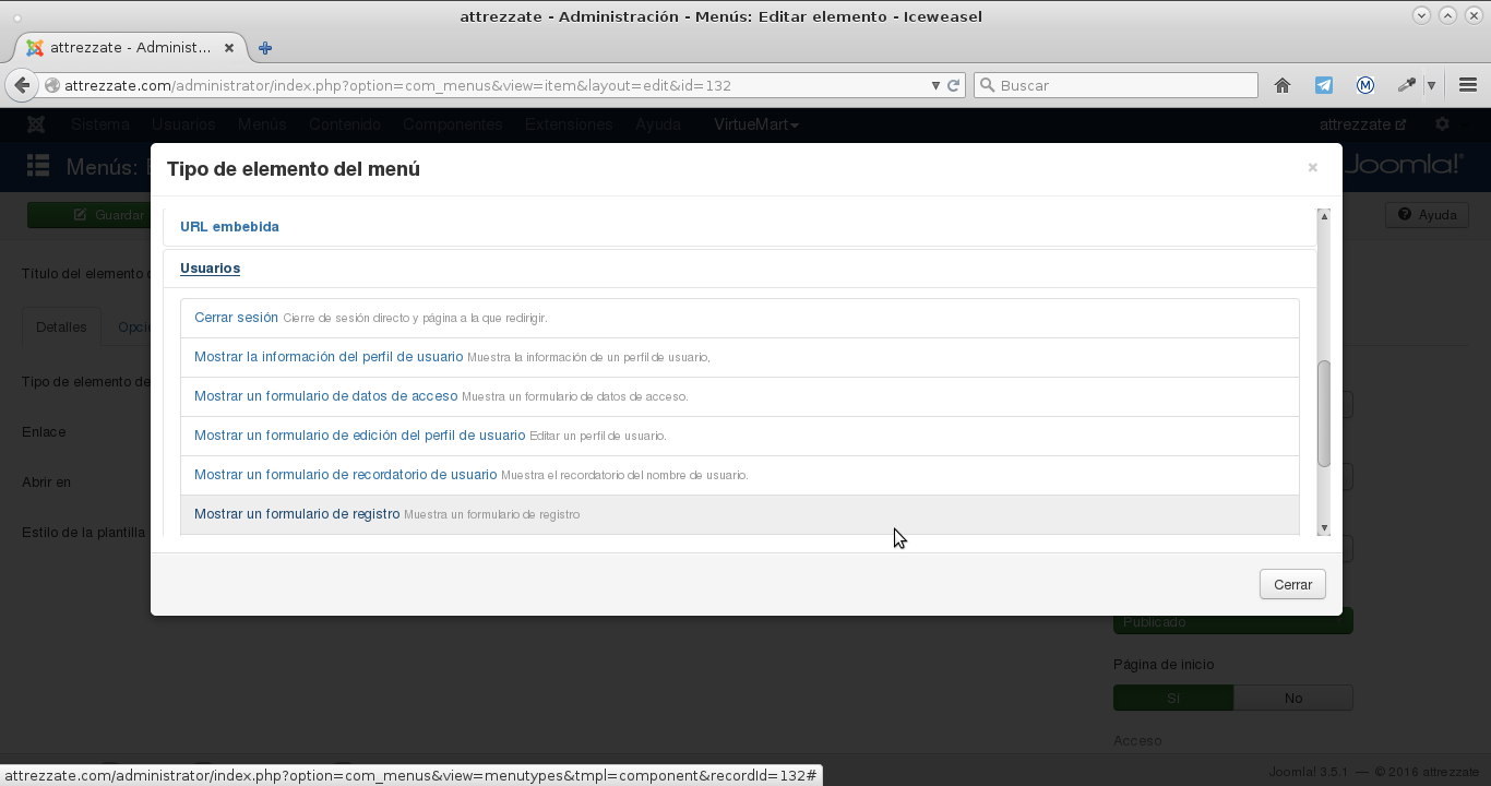 Opcion Menu Registro Usuario