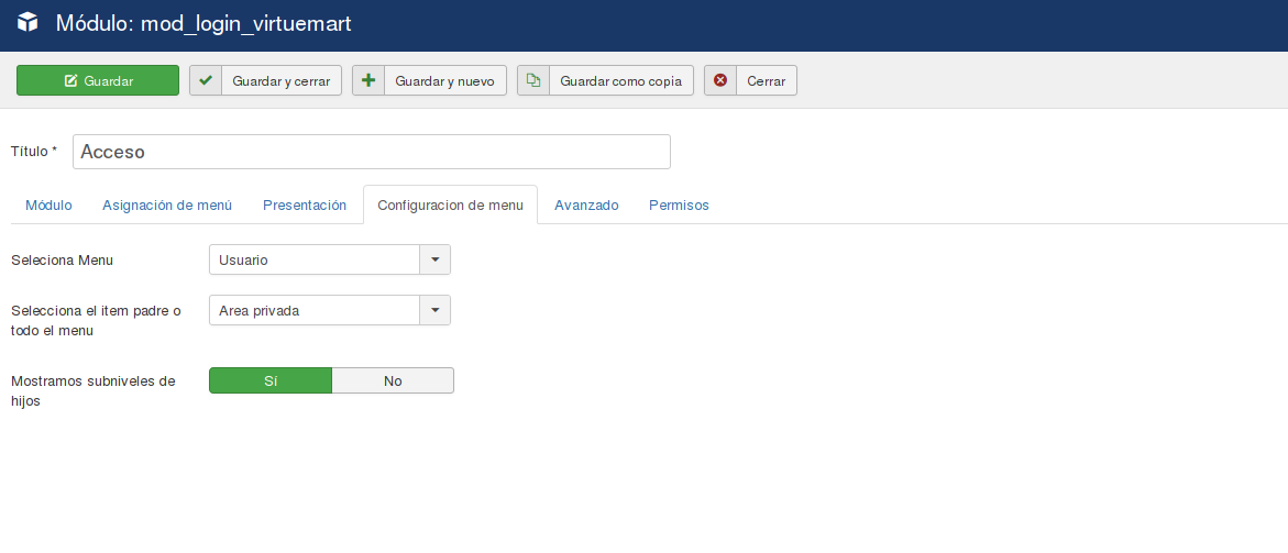 parametro configuracionMenu