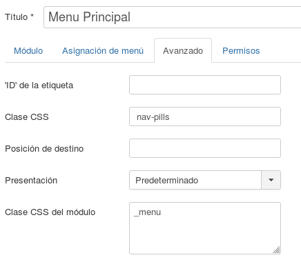 menu horizontal
