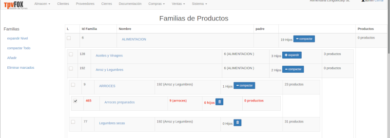 Eliminar familia tpvfox